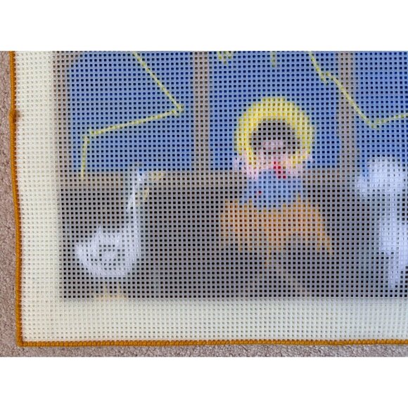 Nativity Scene Completed Needlepoint Art Ready to Hang Plastic back 16.5"x13.25" - Picture 10 of 11